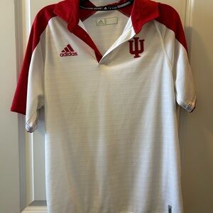 Adidas Red and White Athletic Polo Shirt